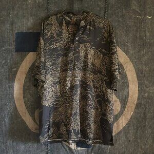 Dries Van Noten / Uma Wang Type Silk Shirt Mandarin Collar Men's US L / EU 52-54